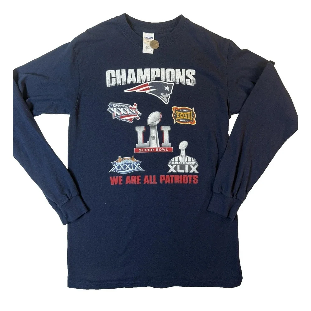 New England Patriots Shirt Mens S Navy Champions Super Bowl LI Dynasty Tom Brady
